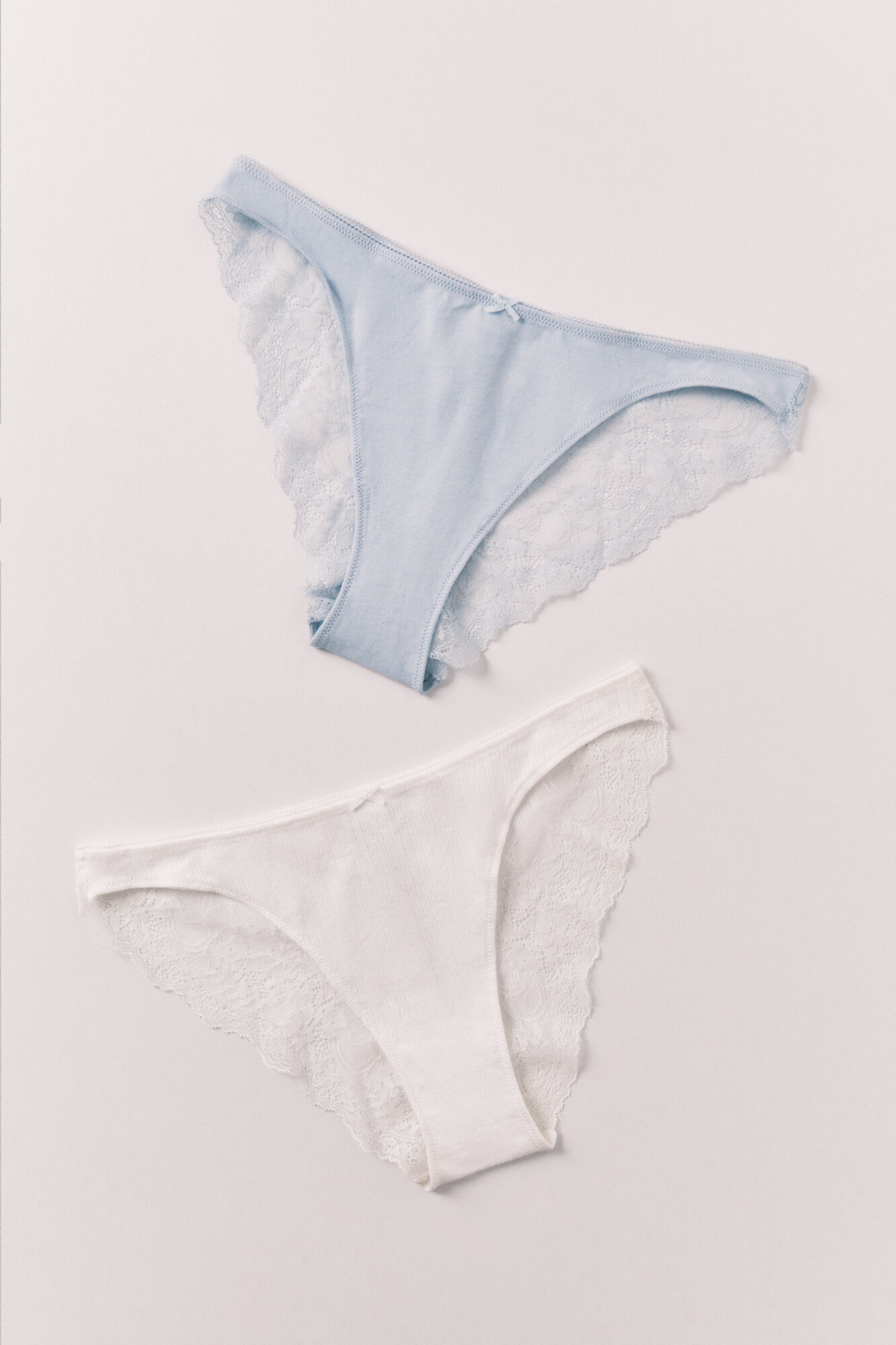 Women'secret Pack 2 bragas cl&aacute;sicas algod&oacute;n azul y blanca