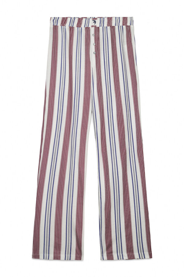 Women'secret Burgundy 100% cotton striped long trousers brown