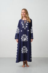 Womensecret Long cotton tunic with embroidered details kék