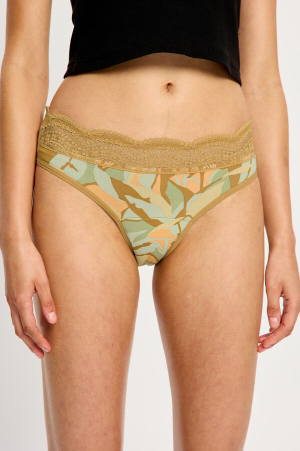 Modibodi Braga Menstrual Encaje Alta Bambú Flujo Abundante Bellbird estampado