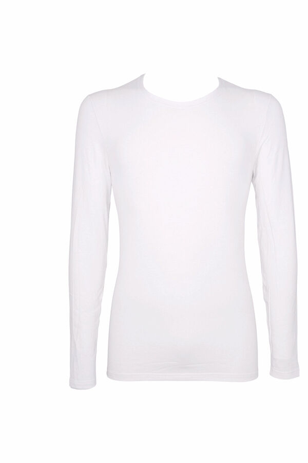 Cotonella Men's thermal round neck long-sleeved T-shirt white