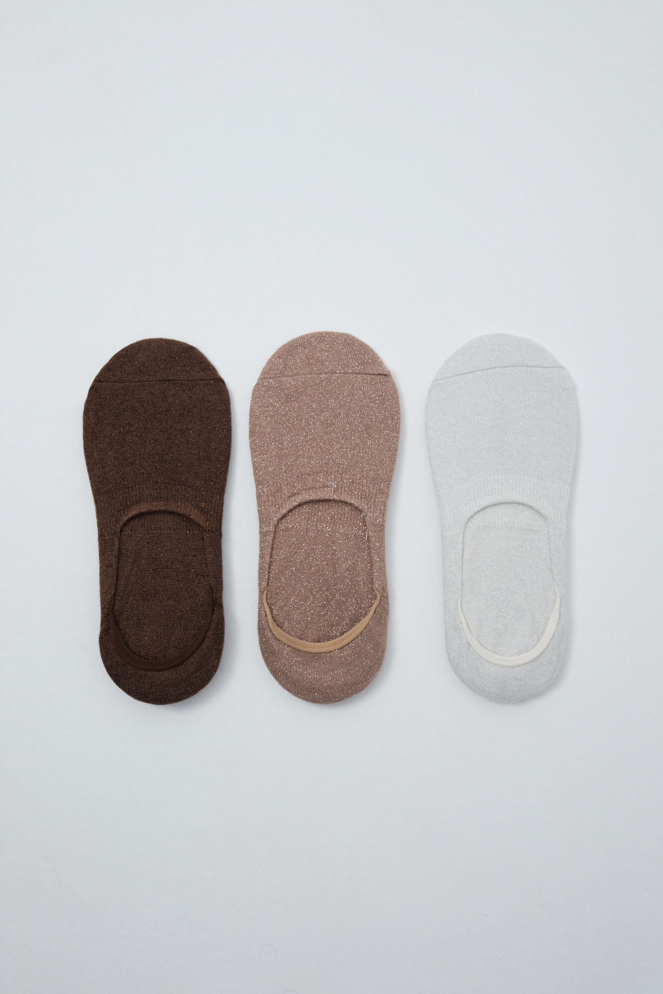 Women'secret Brown 3-pack logo no-show socks