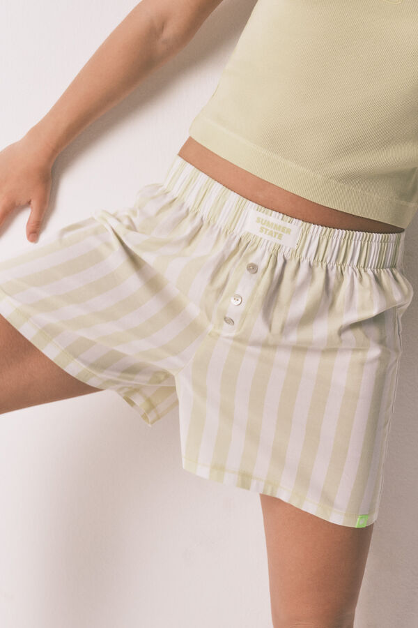HI&BYE Green striped cotton short pyjamas green