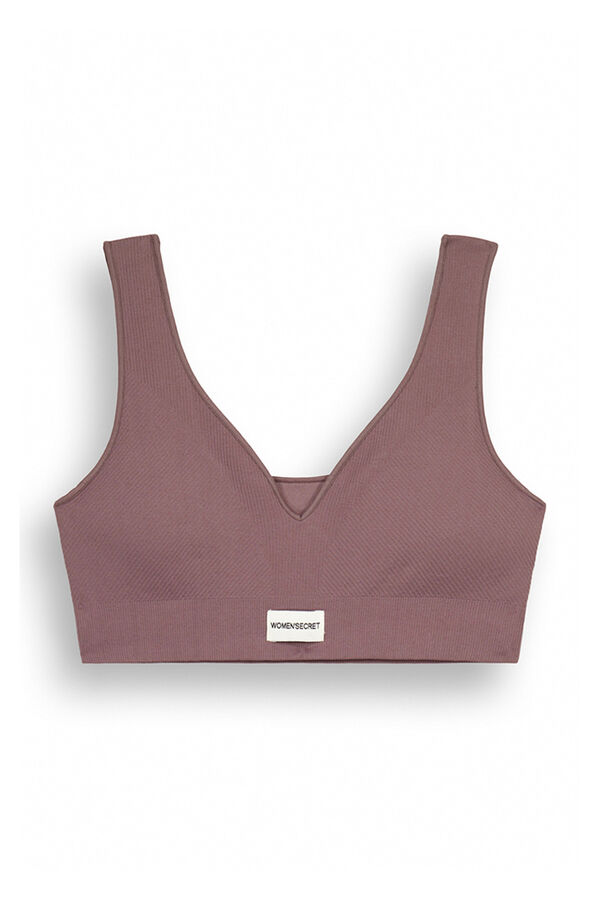 Womensecret Seamless purple ribbed crop top pink