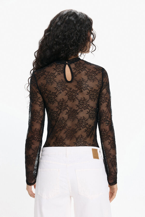 Pieces Body de encaje negro
