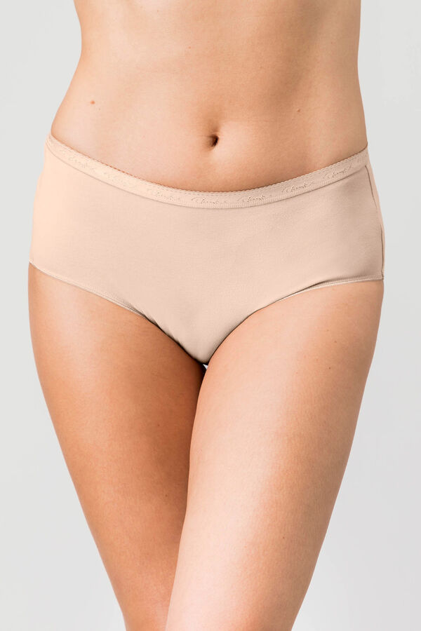 Playtex Pack de 2 bragas Midi de algod&oacute;n org&aacute;nico beige