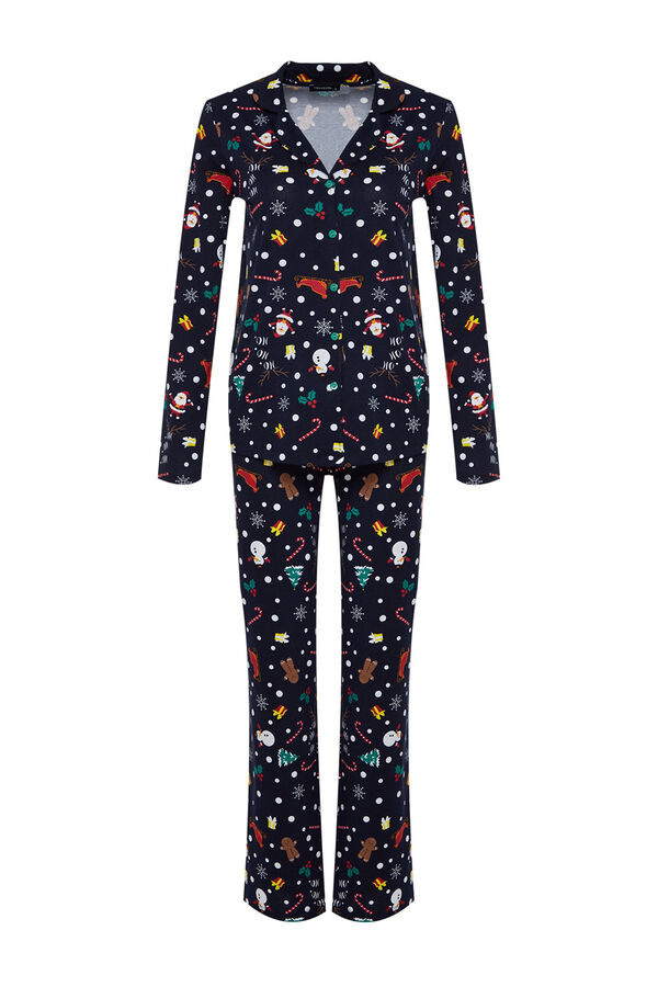 Trendyol Conjunto pijama camisero Navidad azul  azul