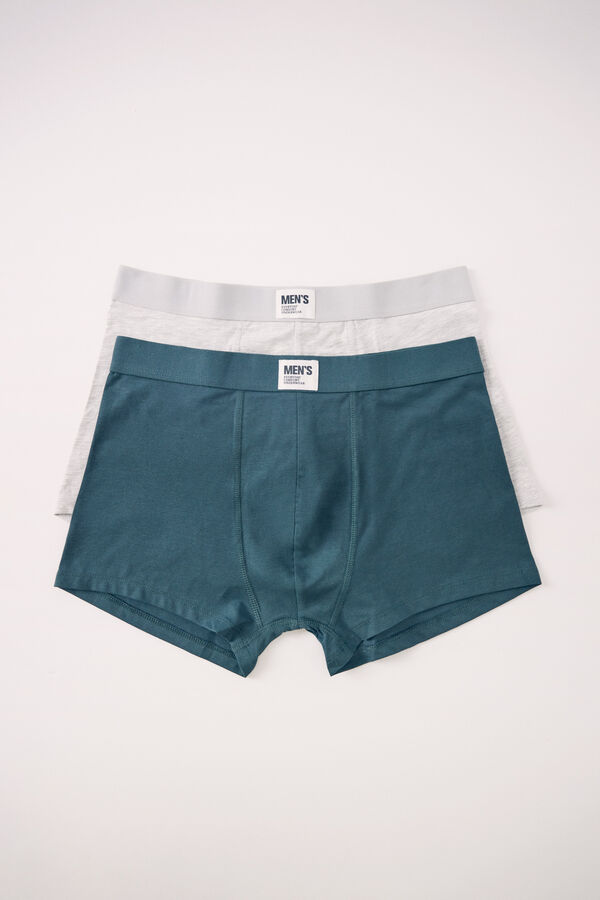 Womensecret caleçons de 2 boxers en coton gris et vert vert