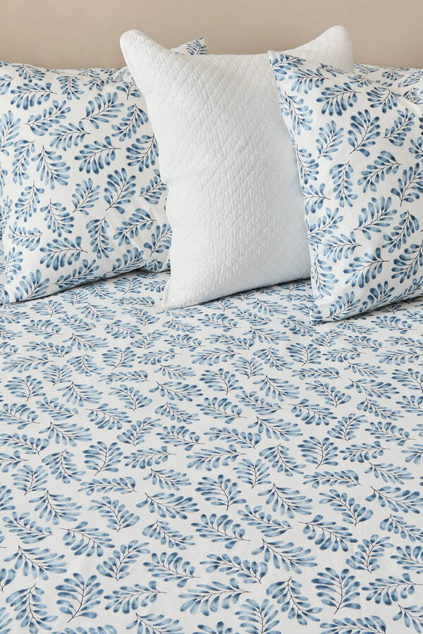 Textura Bettbezug Baumwolle Bl&auml;tter Blau