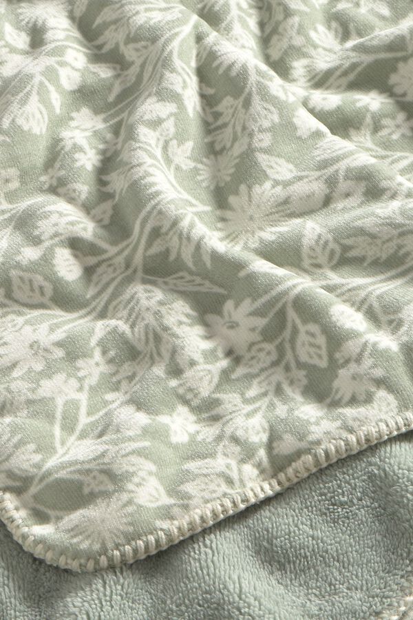 Textura Floral velvet blanket green