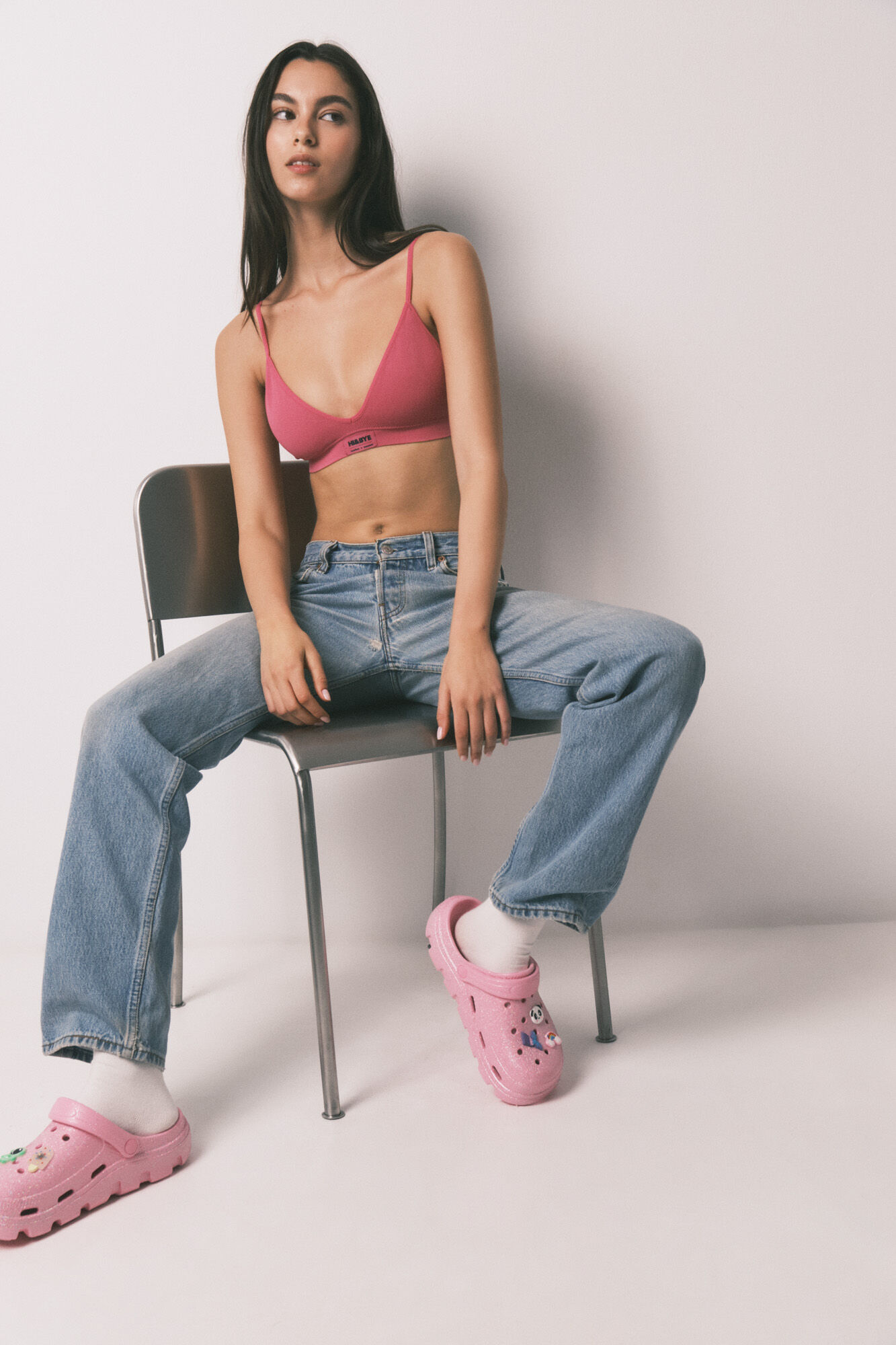 HI&BYE Sujetador triangular Seamless rosa fucsia