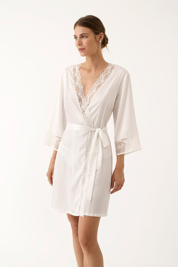 Promise Bata kimono corta lencero blanco marfil