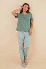 Womensecret Zöld pizsama, 100% pamutból zöld