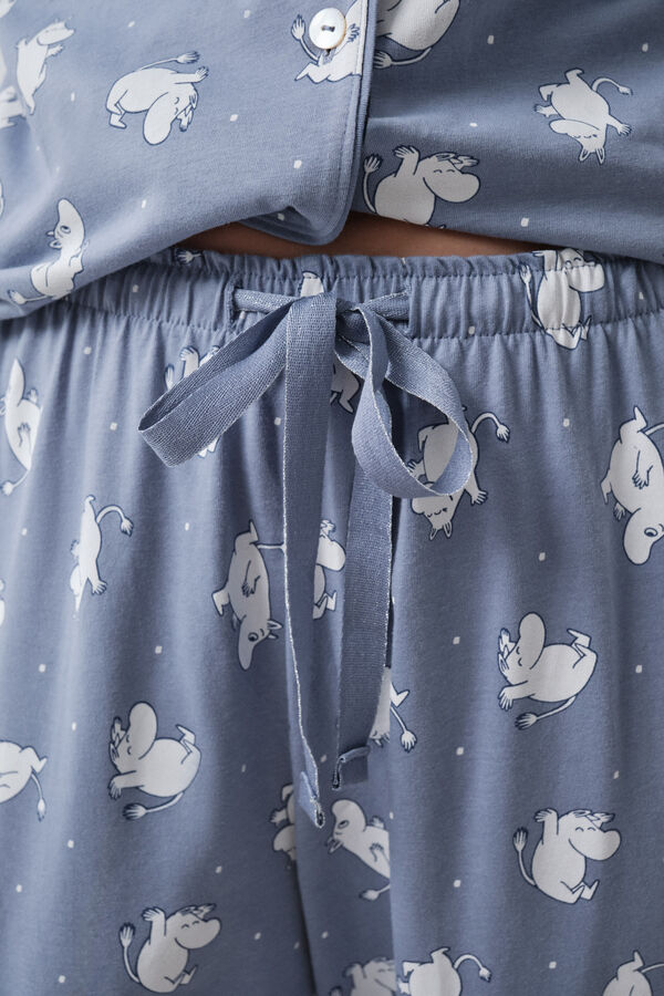 Women'secret Pamučna ko&scaron;ulja pidžama Moomin kratkih rukava Plava