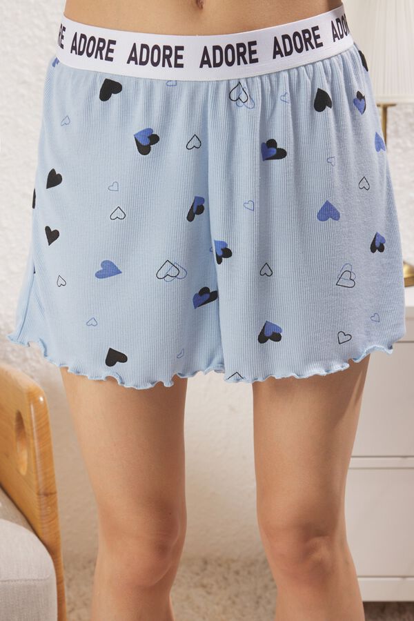 Trendyol Conjunto de pijama corto corazones azul