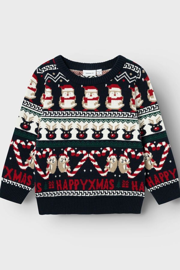 Name it Camisola de malha infantil de Natal azul