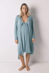 Women'secret Green ribbed belt long robe maternity green