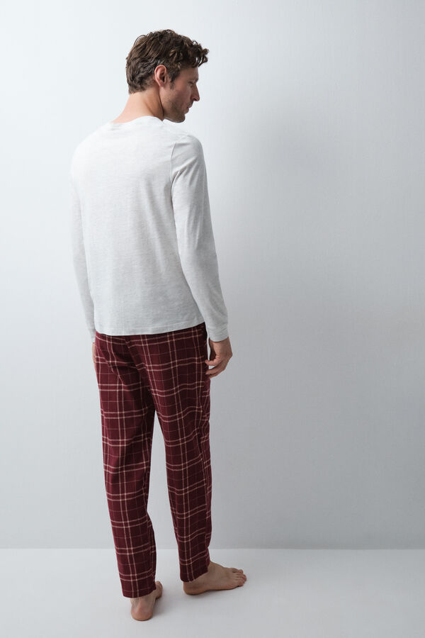 Women'secret Plaid cotton long pyjamas nude