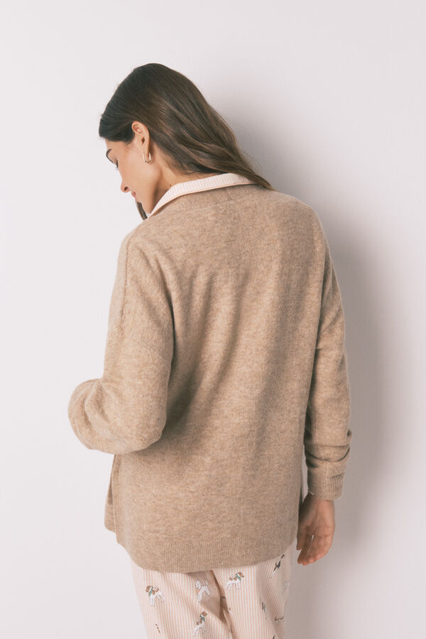 Women'secret Pink knit short plain cardigan nude