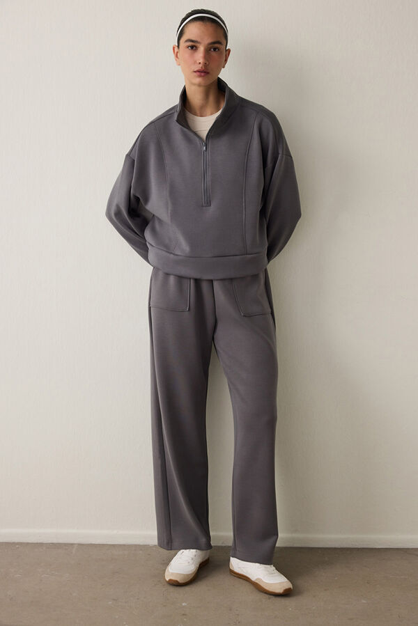 Penti Sudadera con media cremallera y tacto sedoso. gris