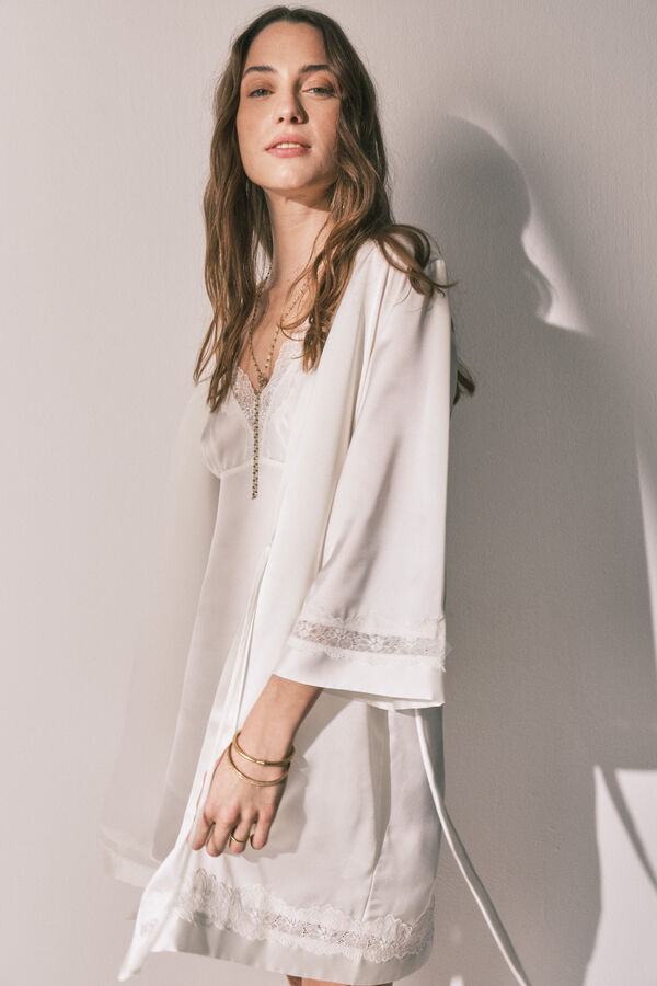 Women'secret Beige satin long robe beige