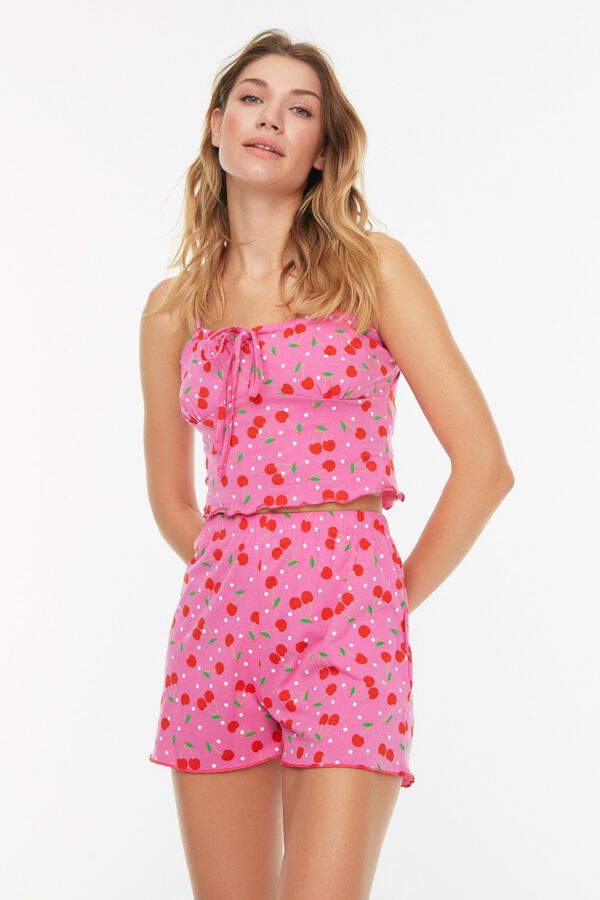 Trendyol Pijama de algod&oacute;n escote redondo estampado