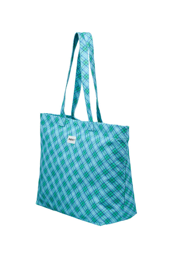 Roxy Bolsa tela grande cuadros verde