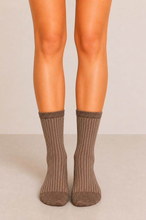 Pieces Lurex print socks nude