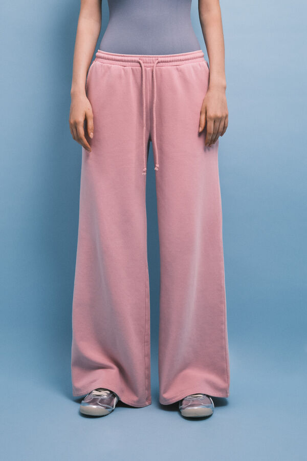 HI&BYE Pink fleece flare trousers pink