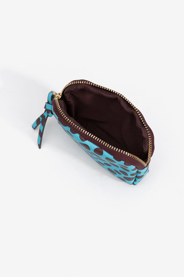 Vilanova Porta-moedas com efeito de couro estampado azul