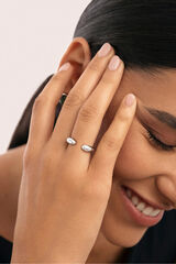 Singularu Bague double goutte en acier gris