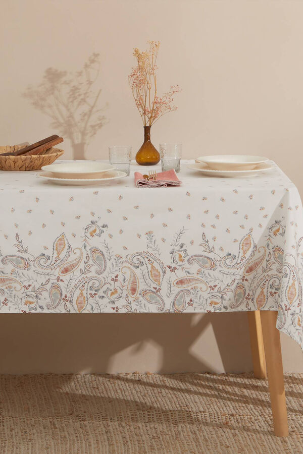 Womensecret Paisley stain-resistant tablecloth 160 x 200 cm. blanc