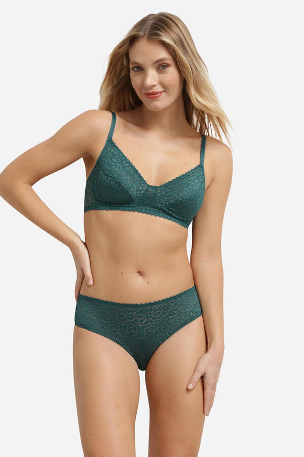 DIM Braga invisible de encaje floral verde
