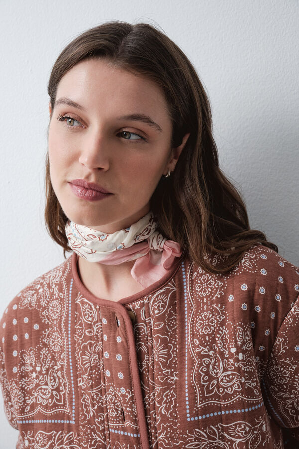 Women'secret Robe de chambre courte veste foulard nude