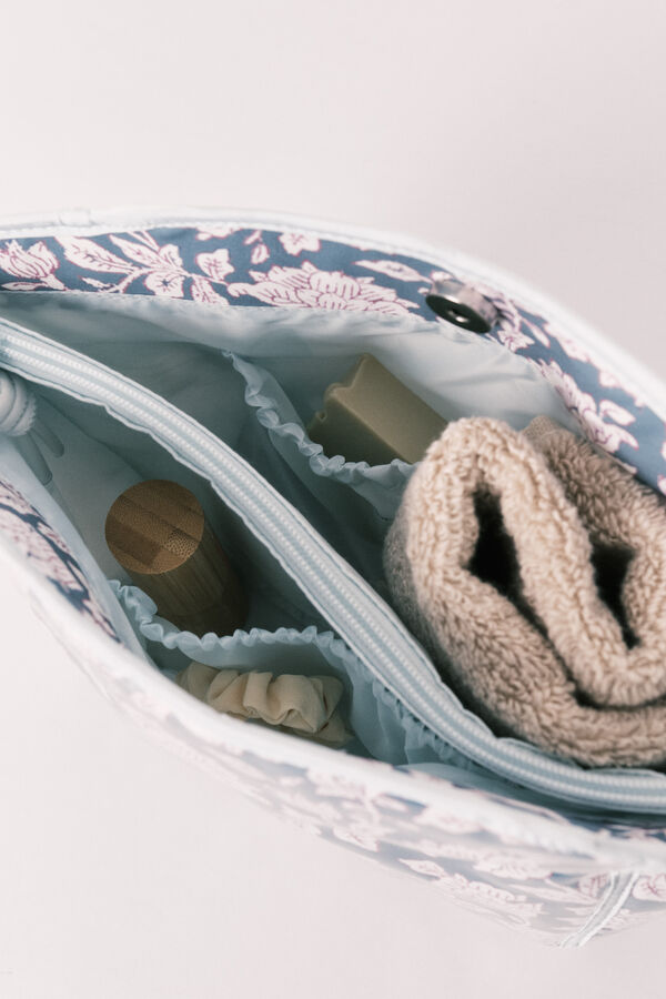 Women'secret Trousse de toilette moyenne imprim&eacute;e florale bleue imprim&eacute;