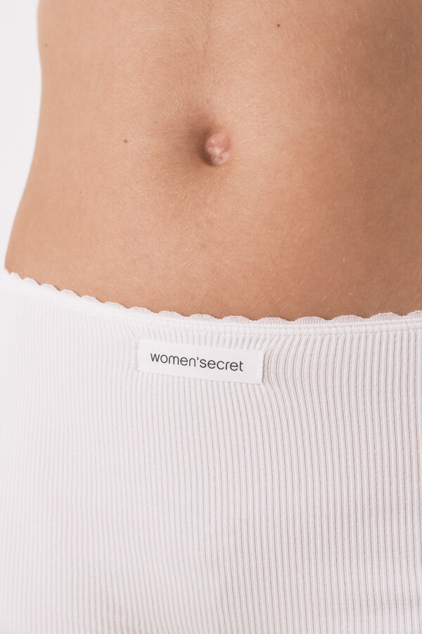 Women'secret White seamless ribbed boxer panty beige