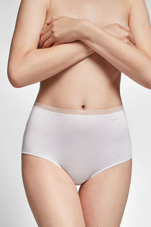 Womensecret Basic high waist panty with lace trim blanc