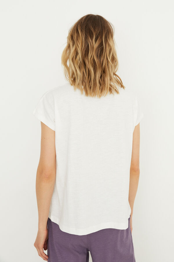 Womensecret T-shirt curta 100% algodão bege