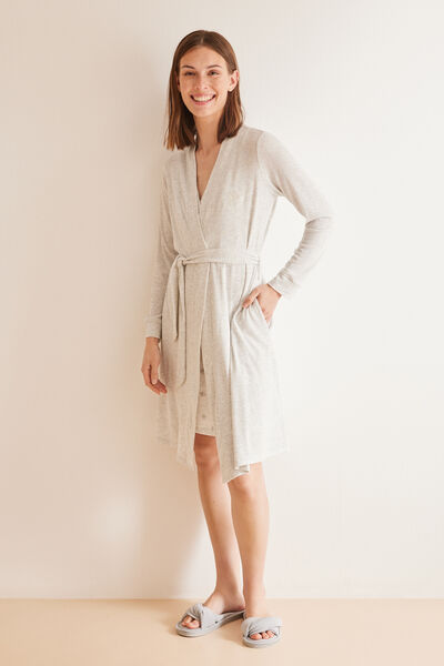 Womensecret Robe mi-longue grise manches longues  gris