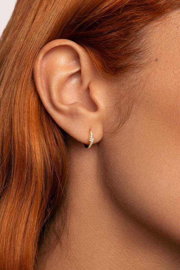 Singularu Cleo Cross Hoop Loose Ohrring aus vergoldetem Silber mit Print