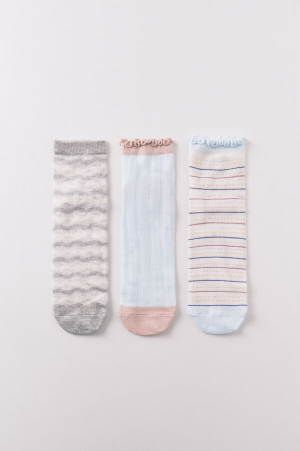 Women'secret Lot de 3 chaussettes courtes imprim&eacute;es vari&eacute;es et en lurex imprim&eacute;