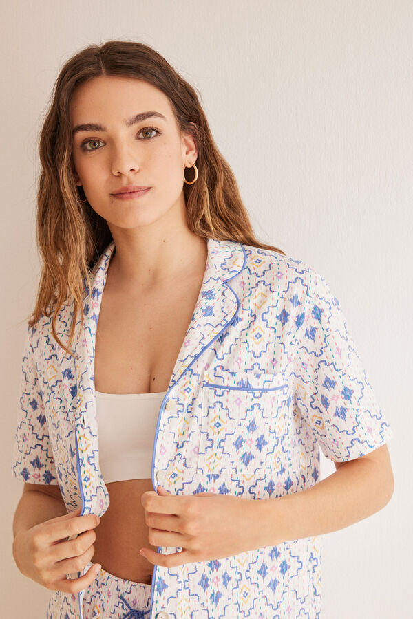 Womensecret Classic 100% cotton pyjamas with diamond pattern Print