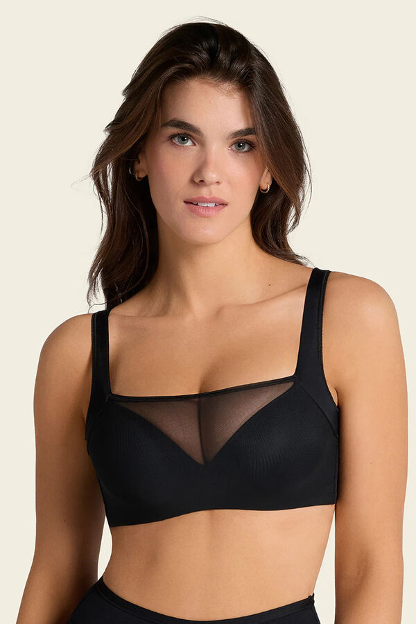 Leonisa Sujetador brastop con buen cubrimiento de sisa y espalda negro