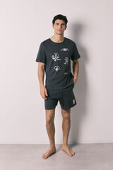 Women'secret Navy cotton men's short pyjamas black