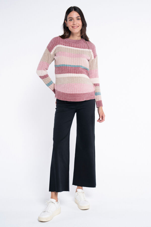 Ohma! Jersey rayas de chenilla con cremalleras estampado