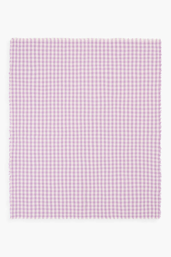 Womensecret Colcha Oslo ao xadrez lilás. Cama 80-90 cm. rosa