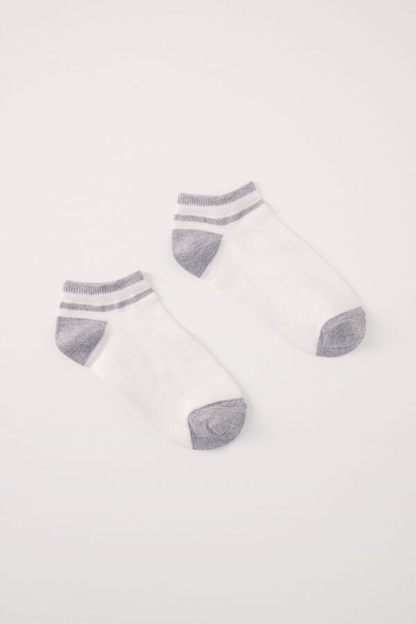 Womensecret Chaussettes courtes lurex blanches blanc