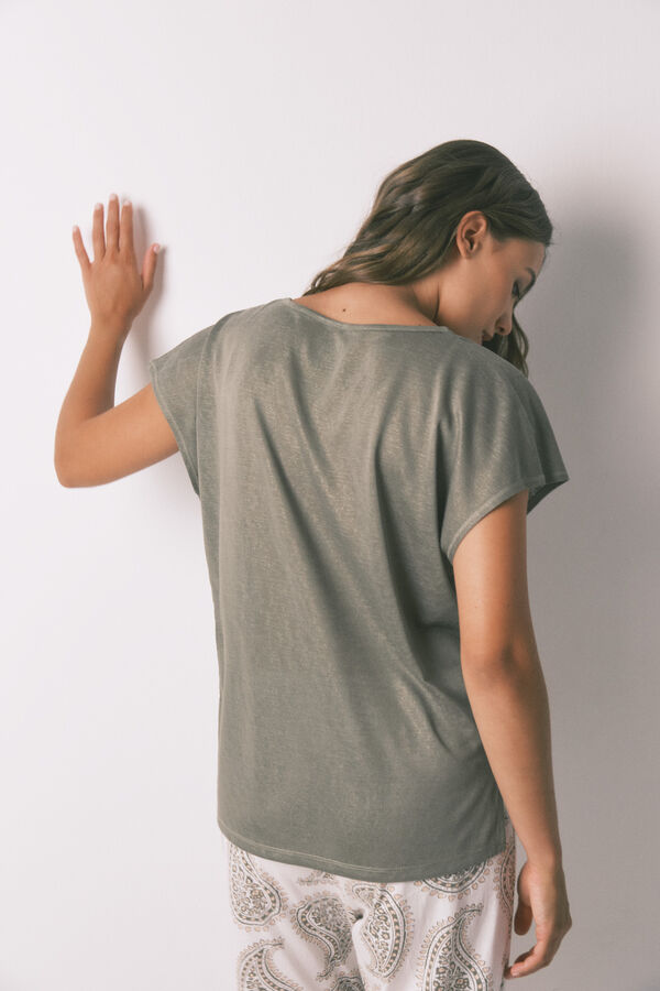 Women'secret T-shirt ample vert en viscose lurex vert