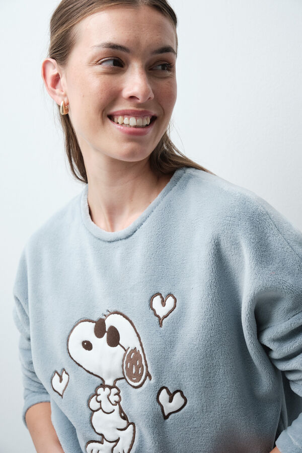 Women'secret Snoopy fleece long pyjamas blue