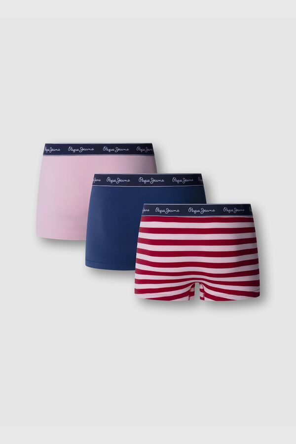 Pepe Jeans Plain and striped 3-pack boxers red